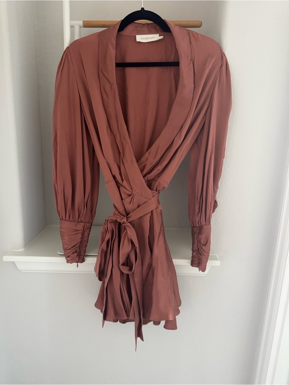 Zimmermann Rust Wrap Mini Dress